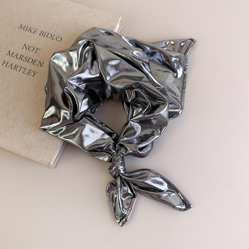 American Retro Hottie Silver Headscarf Female Sweet and Cool Personality Versatile Y2k Hip-hop Hip-hop Square Scarf