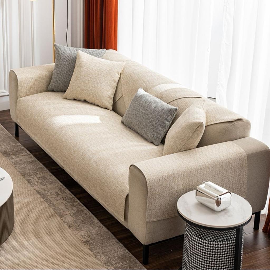 Linen Fabric Solid Color Sofa Cushion Simple Modern Sofa Towel Four Seasons Universal Non-slip Sofa Cushion