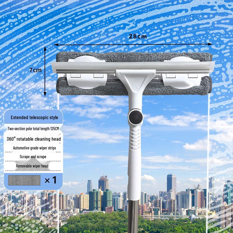 

Двусторонний гаджет для мытья высотных окон с удлиненной ручкой 2 Sections 125cm with 1 Cloth белый