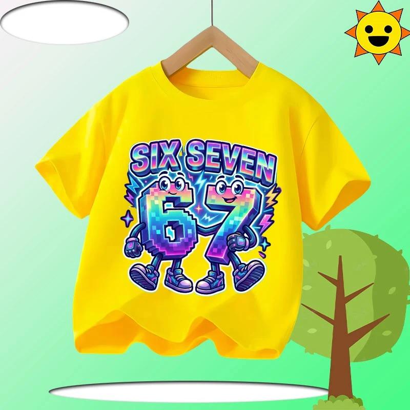 Summer 67 Six Seven Cool Funny Printed T-shirt Kids T-Shirts Fashion Oys Girls Cotton Tee Italian 67 Casual Children Clothes Top