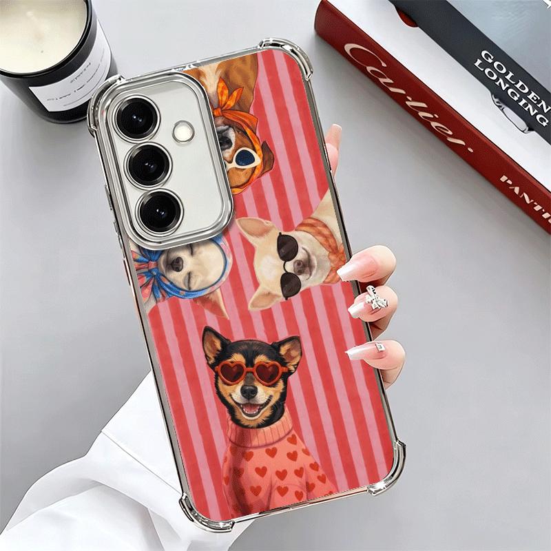 Chihuahua Puppy Teacup Dog Plating Phone Case For Samsung A17 A07 A37 A57 A16 A56 A15 A55 A14 A54 A13 A53 A26 A36 A25 A35 A24 A3