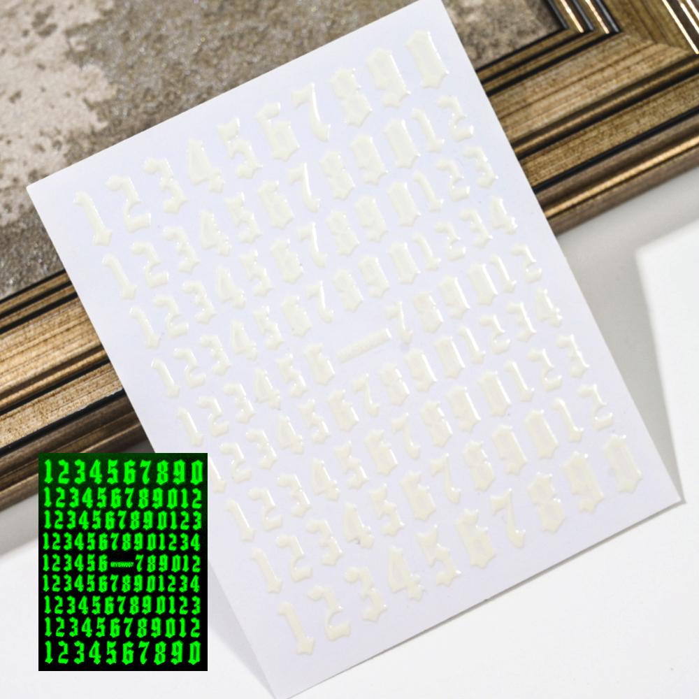 3D(0-9) Numbers Nail Sticker Black White Gold Silver Retro Numbers Nail Decals 8*10 Self-Adhesive Personalized Letter Nail Decor