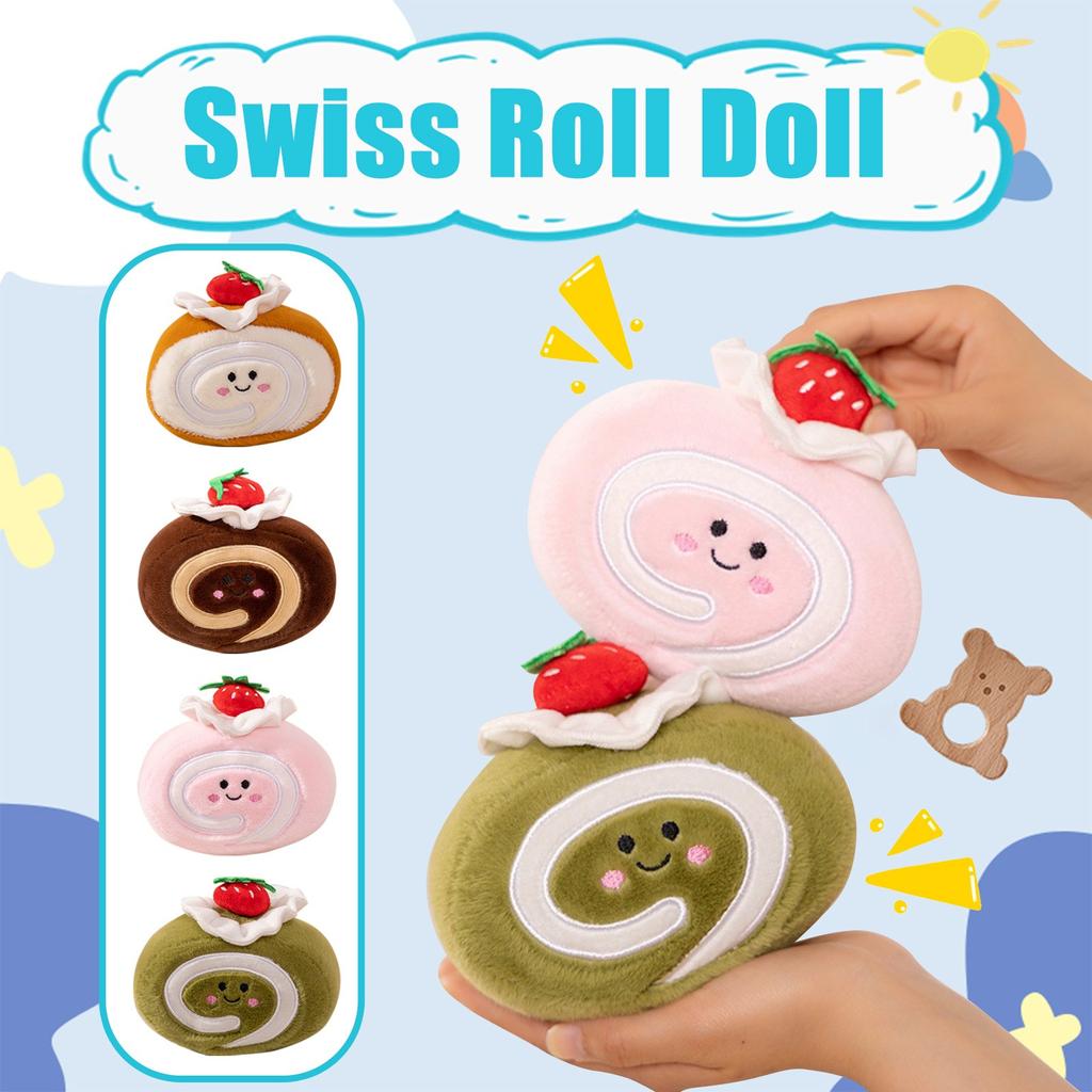 Cute Strawberry Matcha Chocolate Interested Roll Doll, Cartoon Gift Plush Toy Doll