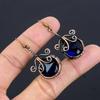 Blue Sapphire Earrings, Handmade Gemstone Earrings, 999 Copper Wire Wrapped Earrings Antique Jewelry, For Engagement Gift
