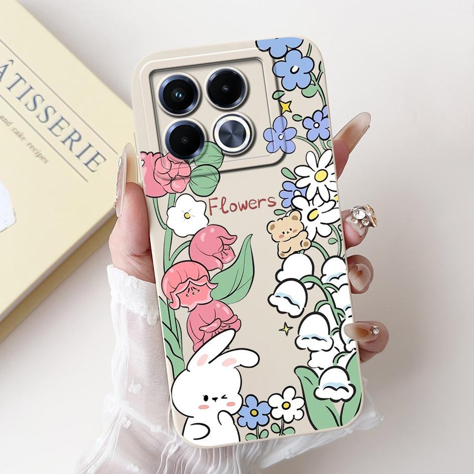 For Infinix Note 40 5G Case Cartoon Rabbit Flower Anti Slip Bumper Soft Silicone Cover For Infinix Note40 X6852 X6851 Phone Case