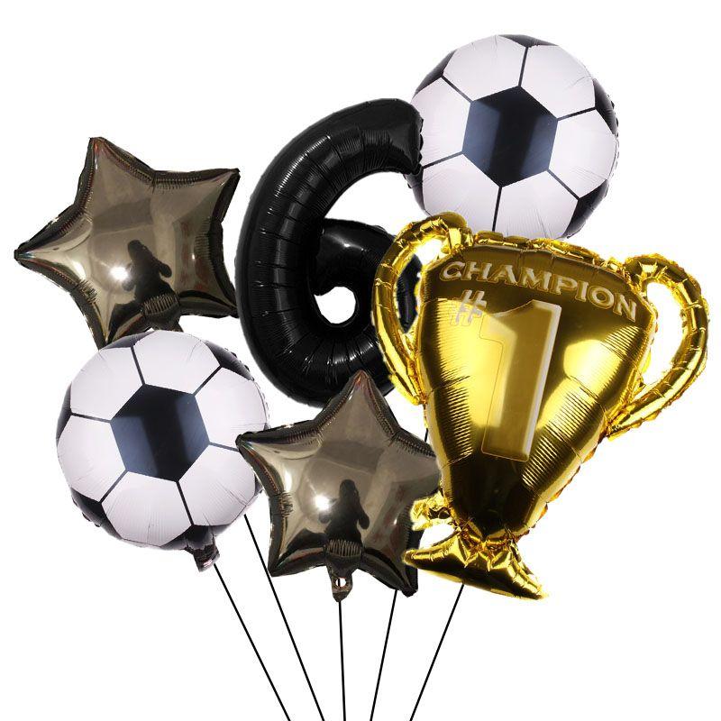 32-inch Digital Football 6-piece Aluminum Film Balloons Set - Birthday Party Gift - World Cup Football Balloons
