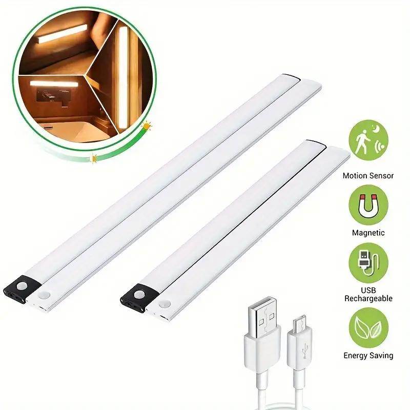 1PC 40CM LED Motion Sensor Cabinet Lighting Rechargeable Kitchen Counter Lighting, Wireless Magnetic Night Lights In the Hallway