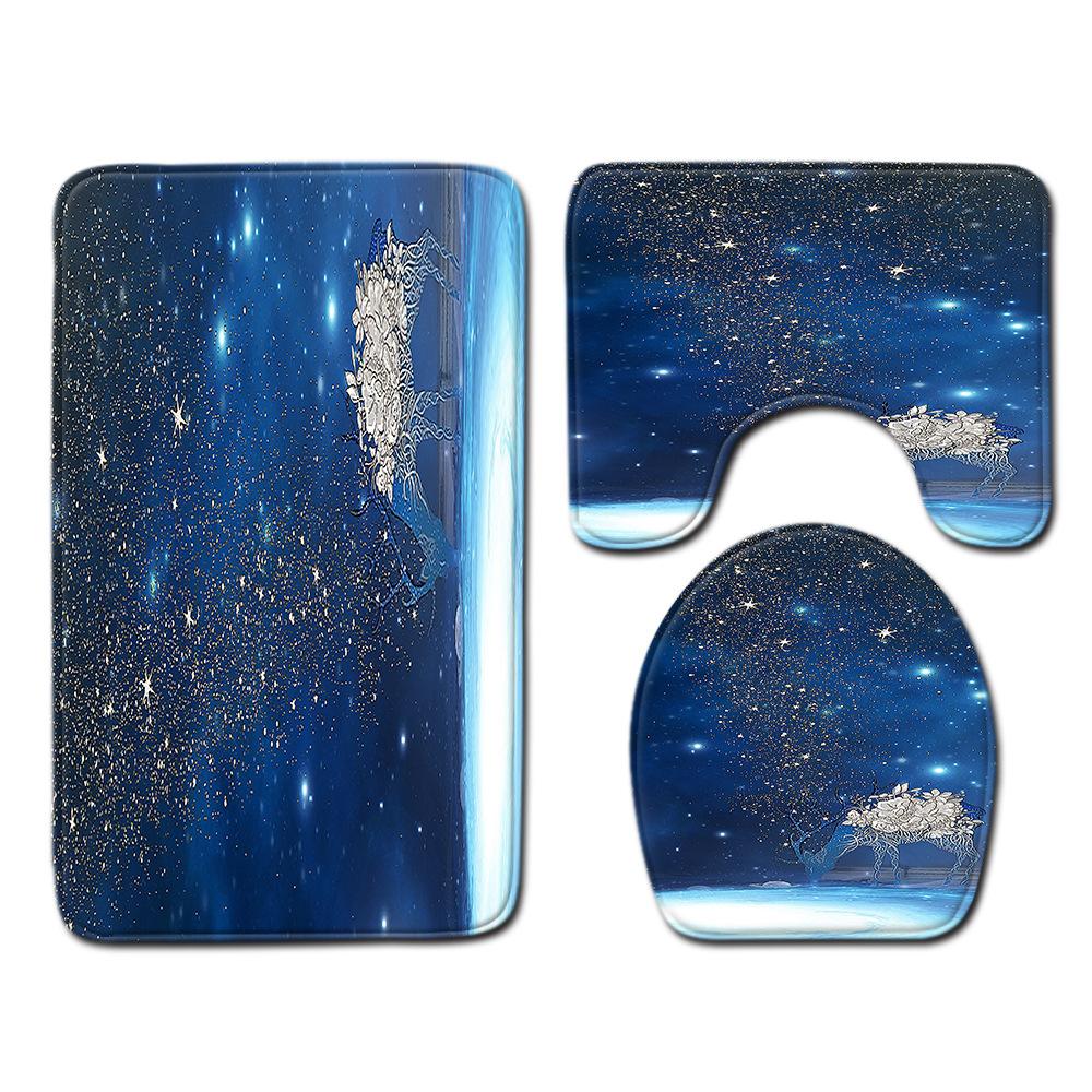 Christmas Bathroom Floor Mat Toilet Three-Piece Set
