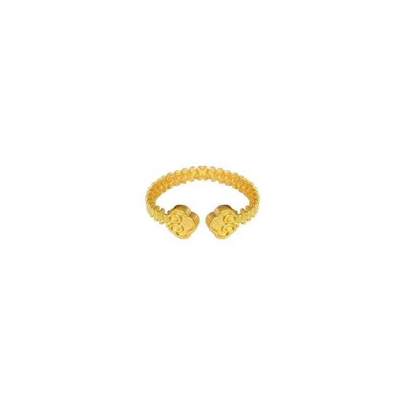 Unique Floral Design Adjustable Ring Brass Gold Plated Perfect For Wedding Gifts