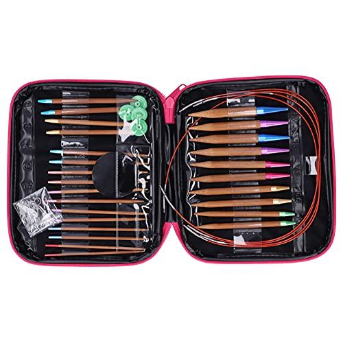 Bamboo and Circular Needle Set for Sweater Knitting, Hand Knitting Tools, Handmade Tools with Storage Bag, for Beginners, Crochet, Yarn Knitting, Swea