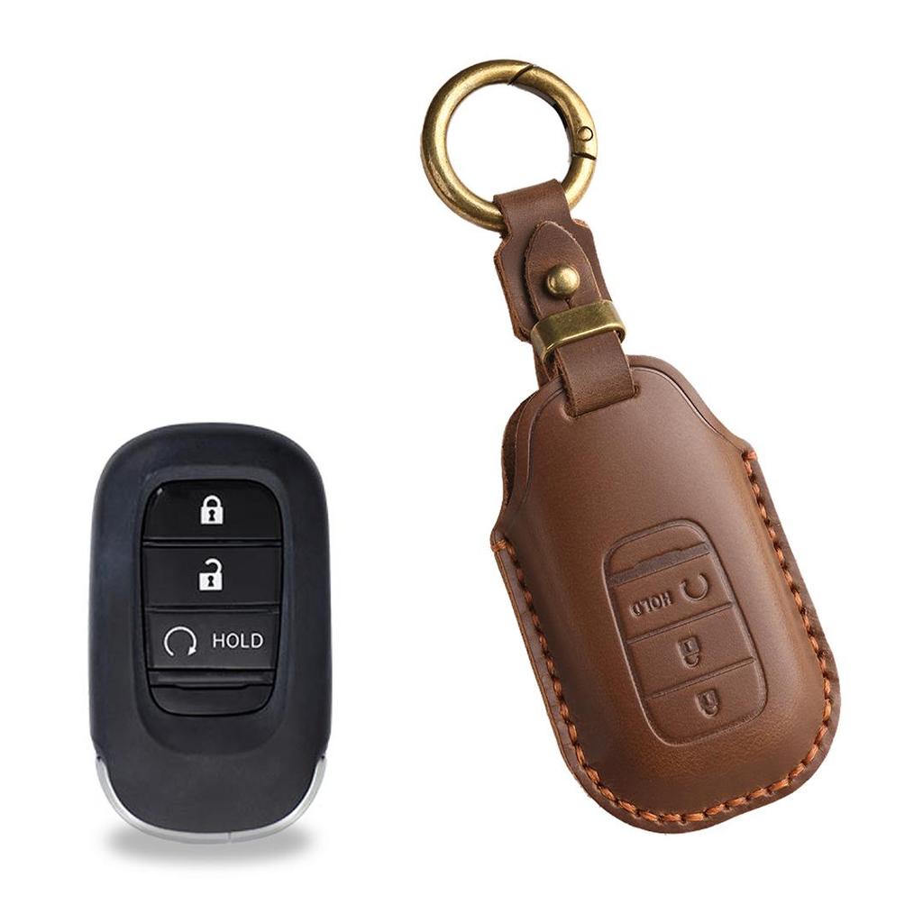 [Honda]Car Key Cover Handmade cowhide Suitable for New Style Civic CRV Haoying Binzhi
