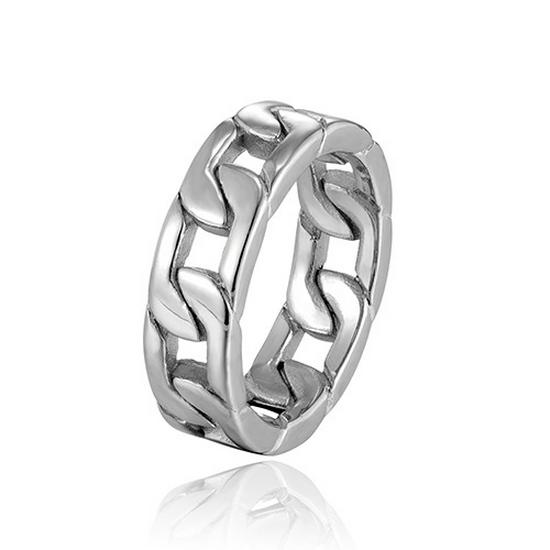 Fashionable Men's Hip-Hop Titanium Steel Cuban Chain Ring