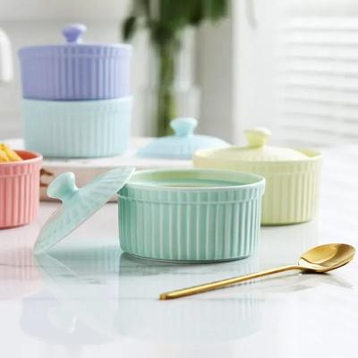 Moderní keramická dezertní miska s víčkem porcelánová malá polévková miska Forma na pečení dortů kuchyňské náčiní H144