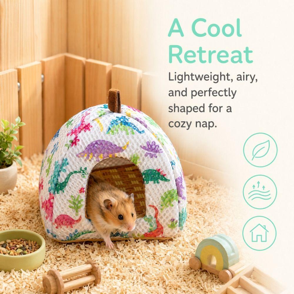 Breathable Small Pet Bed Arched Door Cooling Pet Hideout Lightweight Mesh Shelter Cage Decor