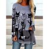 Women's T Shirt Black Cat Long Sleeve Graphic Animal Vintage Stylish Classic Long Sleeve Crew Neck Round Neck Long Tops