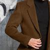 Men Woolen Coat Lapel Long Sleeve Buttons Placket Mid-length Coat Solid Color Retro Style Windbreaker