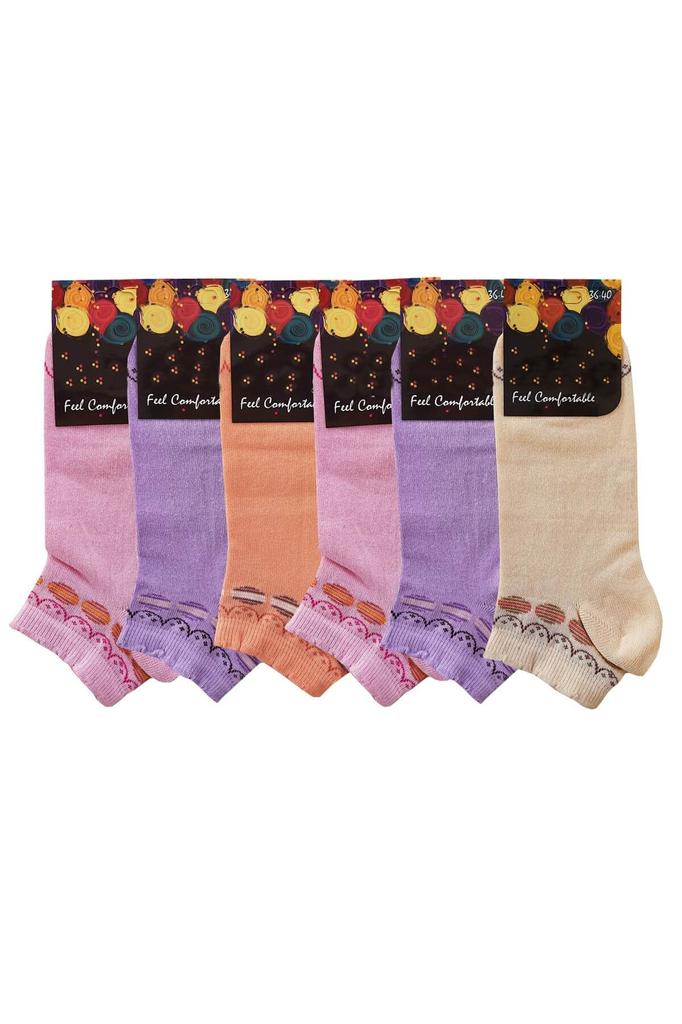 6lı Kadın Kısa Patik Çorap Soft Renk Pamuklu Ekonomik