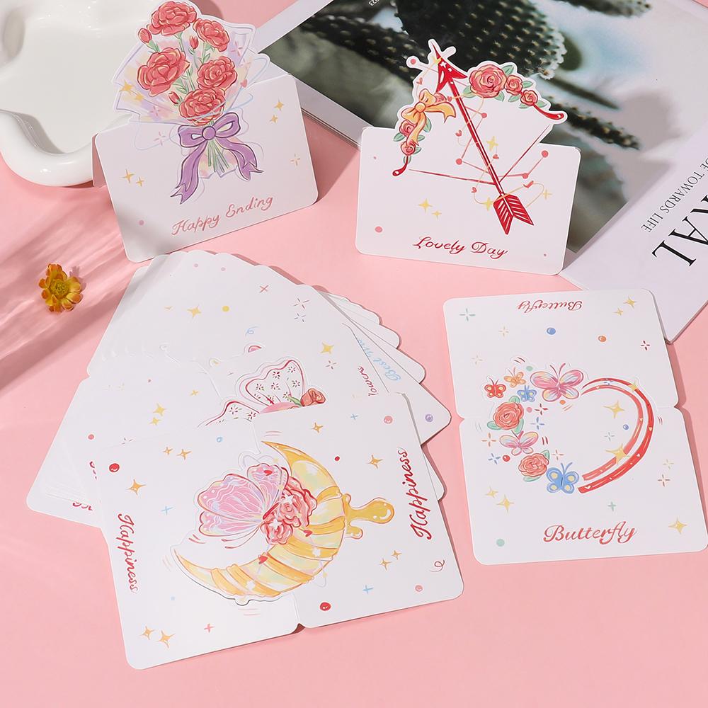 5Pcs Portable Cute Flower Thank You Card Three-Dimensional Bouquet Greeting Cards Birthday Greeting Card For Mother's Day Gift