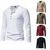 Men's Outdoor Vintage V-neck Button Long Sleeve Fashion Sports T-shirt