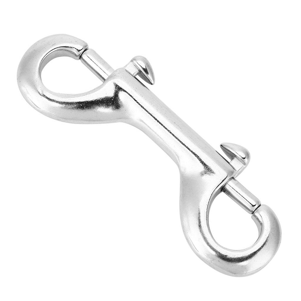 Silver Durable Stainless Steel Double Ended Clip Hook Bolt Snap Scuba Diving Buckle