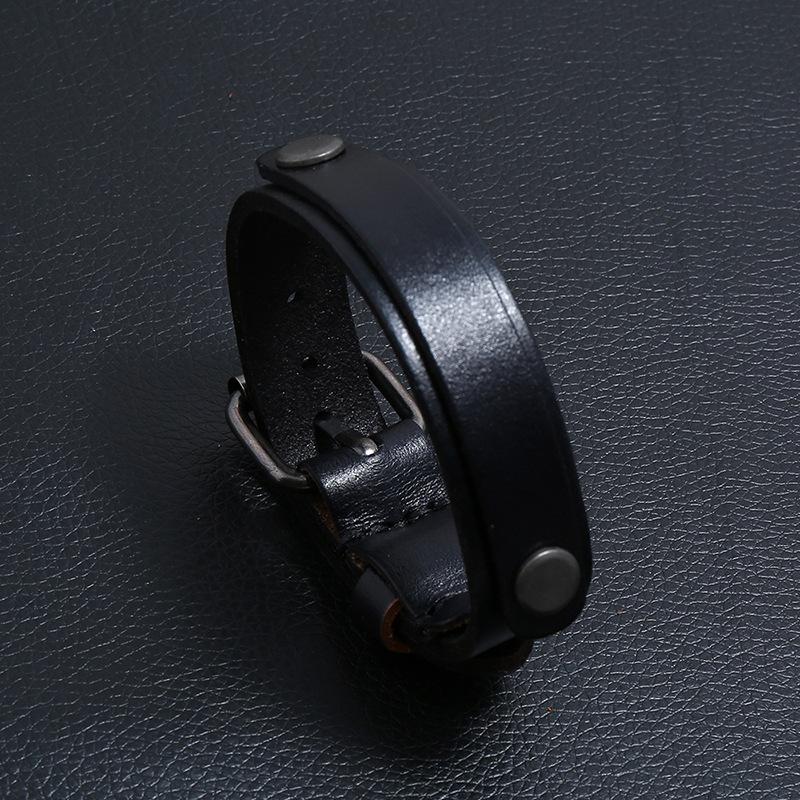 VOQ Double Layer Genuine Leather Wrap Wristband Adjustable Bracelets Cuff Bangles Men Fashion Punk Vintage Jewelry