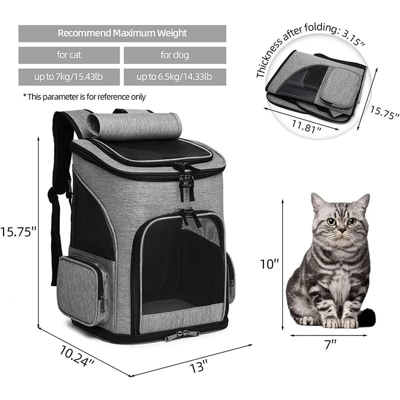Cat Carrier Backpack, Expandable Pet Carrier Bag, Breathable Mesh Foldable Backpacks for Puppy and Rabbits, Cat Backpack for Hik