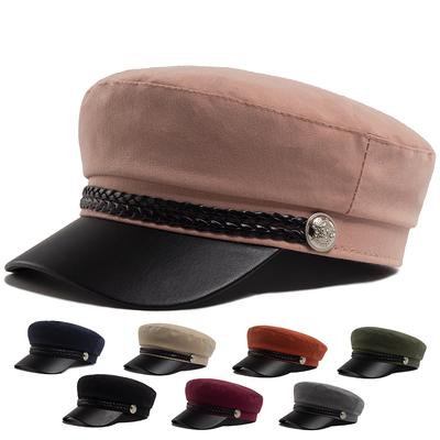 Women's Flat Cap PU Leather Brim Beret Soft Cloth Autumn Summer Visor Hat For Female Luxury Fashion Newsboy Caps Ladies Girls