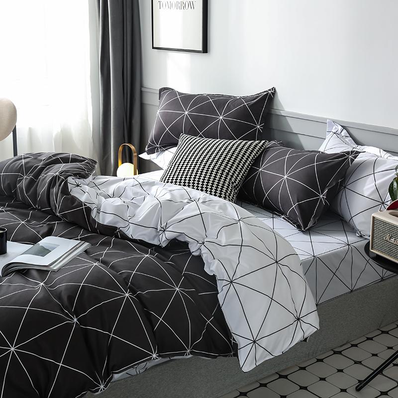 Queen Duvet Cover Set Soft Breathable Cooling Black Aesthetic Bedding Full King Single Double Comforter