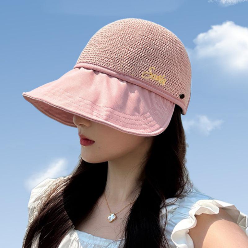 Women's Large Brim Black Sun Hat - UV Protection Summer Beach Fisherman Hat