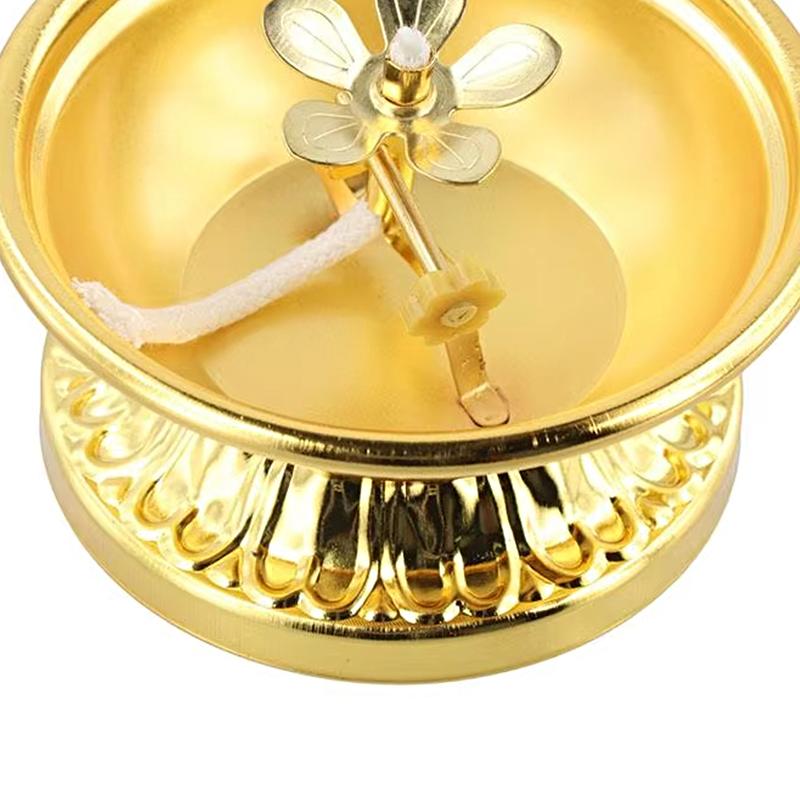 1PC Öllampe Ölschale Ornamente Buddhistische Lieferungen Vintage Golden Elegante Legierung hochbeinige Ghee Lampenfassung