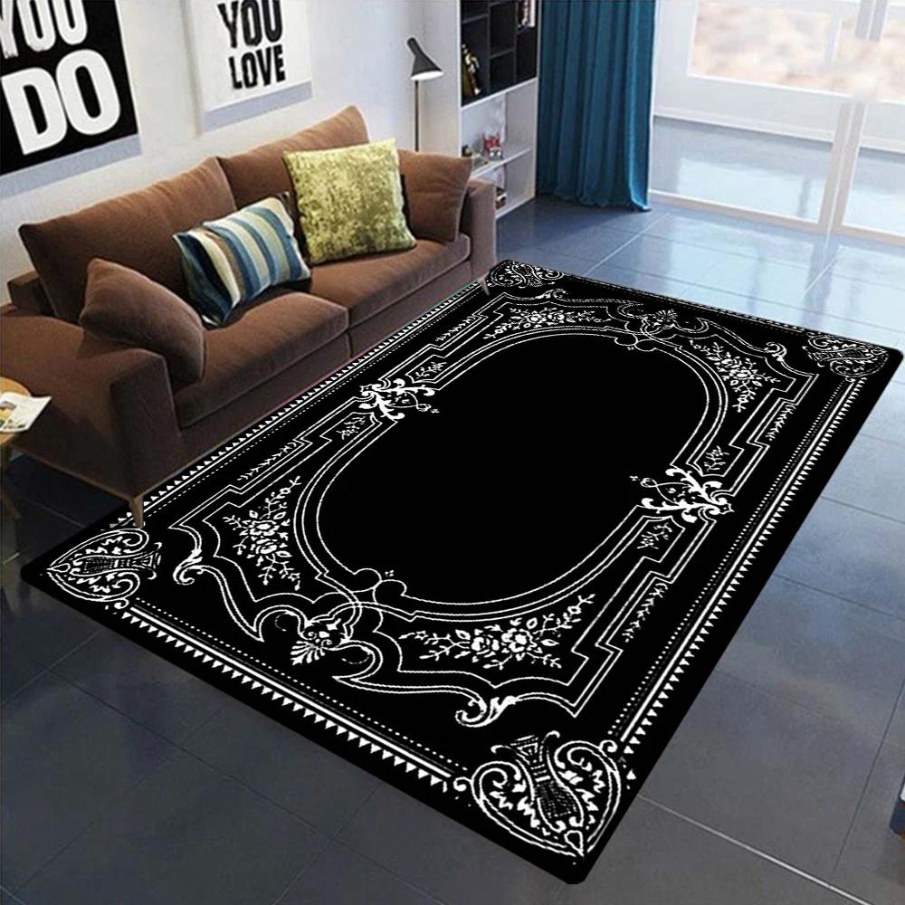 Gothic Black White Carpet Mat Rug Vintage Pattern Non-Slip Floor Mat for Living Room Bedroom Decoration May Be Given As A Gift