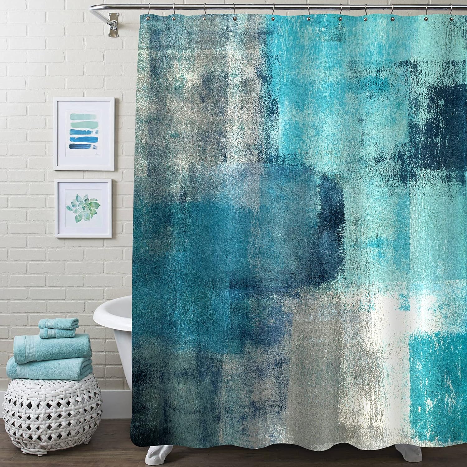 

Tan Brown Rustic Shower Curtain, Abstract Wood Fabric Curtain For Fall Bathroom Decor, Vintage Copper Cloth Art Style W60H190(CM)-1 Pcs