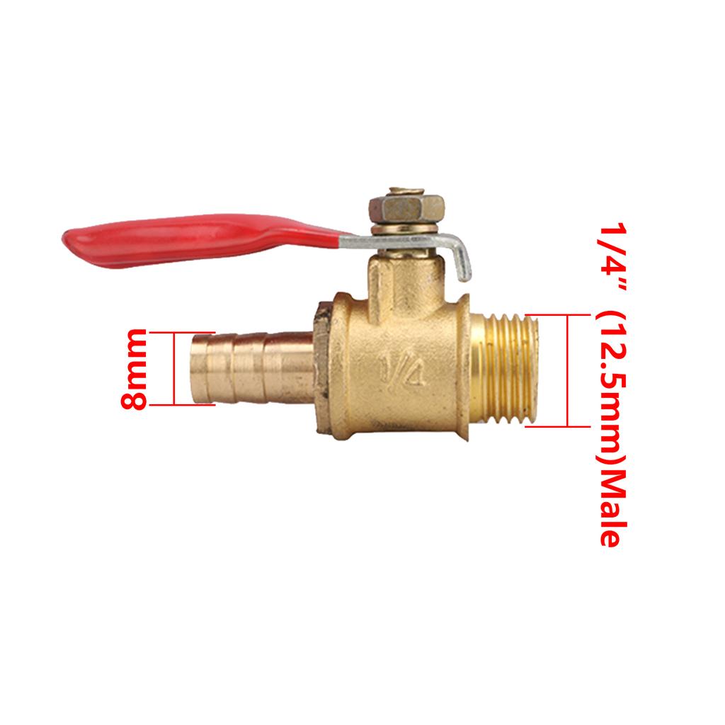 Brass Ball Valve 1/8" 1/4" 3/8" 1/2" Male Thread*6/8/10/12mm Barb Pipe Tail Water Connector Shut Off Waterstop Water Controller