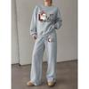 Women's Crewneck Sweatshirt & Drawstring Straight-Leg Pants Set, Christmas Print Loungewear, Loose Comfortable Holiday Casual 2-Piece Outfit