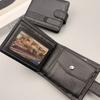 Men's Slim Leather Wallet, Quality Zipper Purse with Coin Pocket, Male Business Casual Short Multi-Card Holder for Daily Use