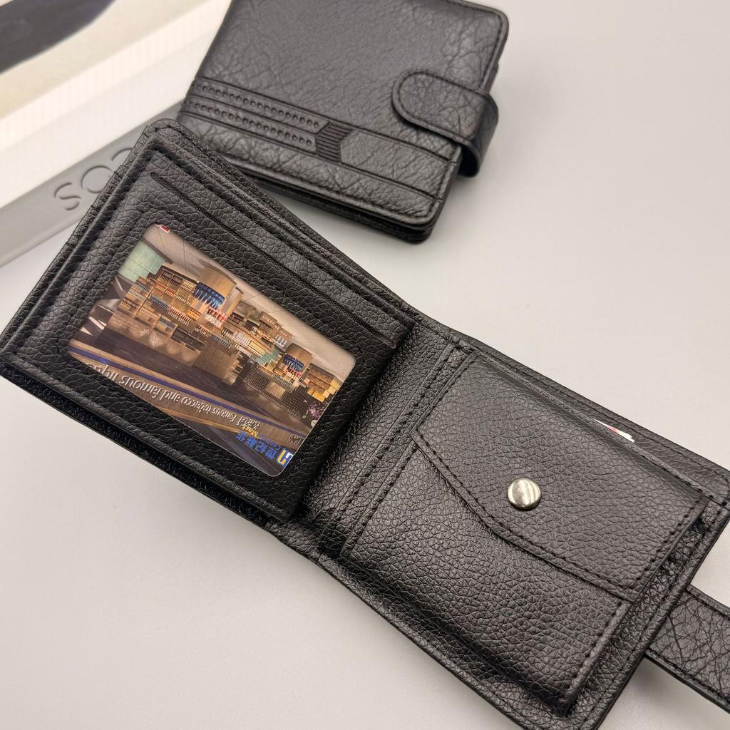 Men's Slim Leather Wallet, Quality Zipper Purse with Coin Pocket, Male Business Casual Short Multi-Card Holder for Daily Use