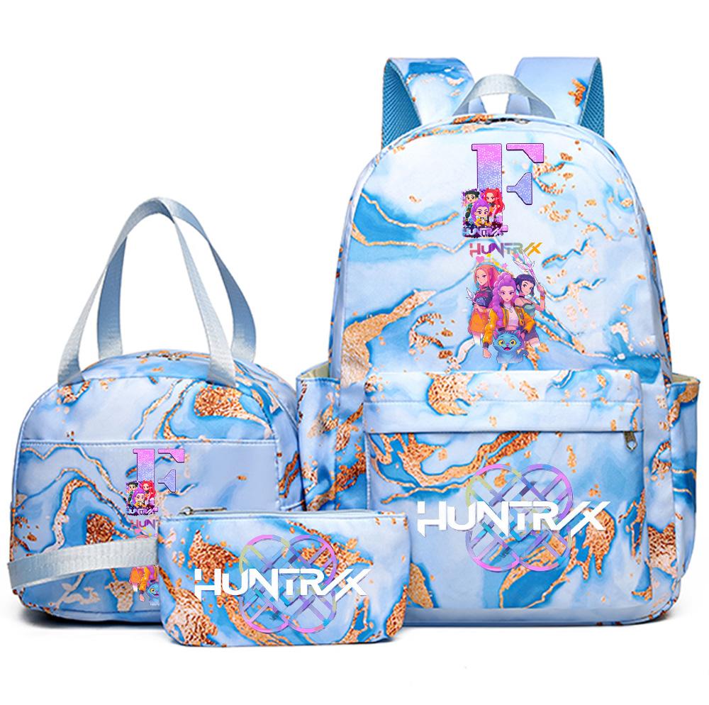 3Pcs/set Anime English Letter A-Z Printed Backpack with Pencil Case Handbag for Teenager Student Girl Boy Bookbag Travel Bag