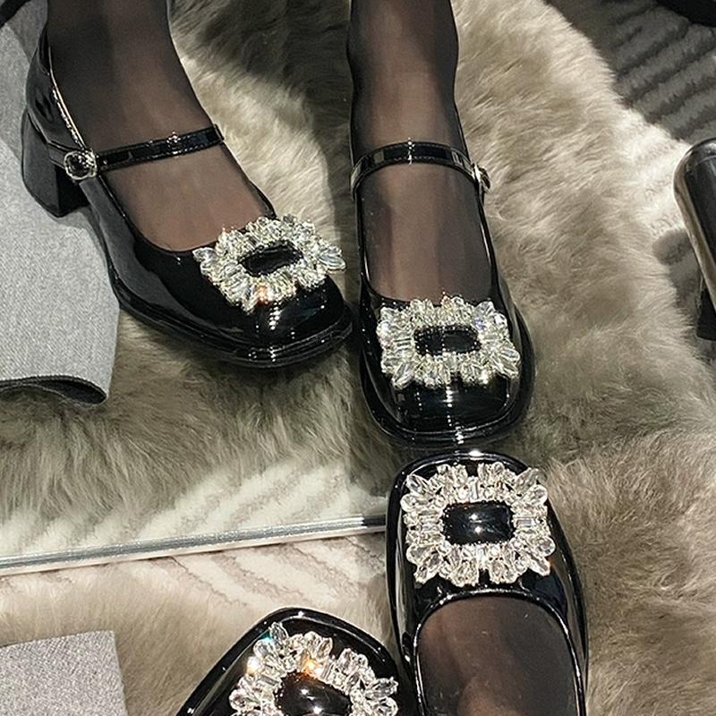 2024 women Autumn New Style Luxury Rhinestone Brand Design Female Mary Jane Shoes Elegant Banquet Party Women High Heels Zapatos