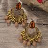 Ethnic style tassel oil-drip colorful vintage earrings for women, Bohemian water drop imitation agate Indian earrings