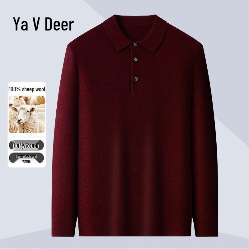 

Yalu Men s 100% Pure Wool Business Casual Collared Sweater 3XL