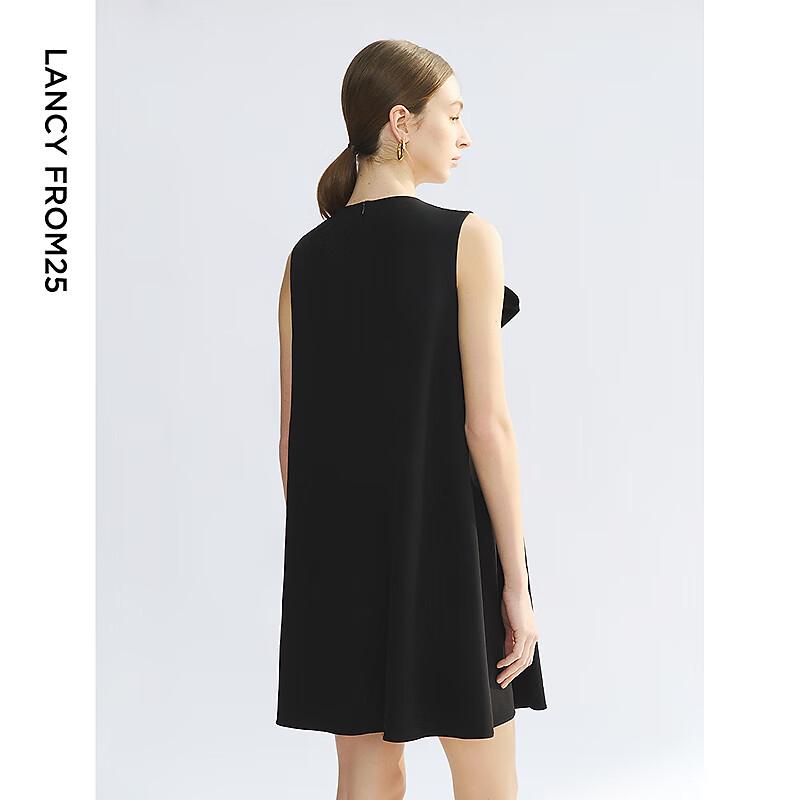 LANGZI Diacetate Bow A-Line Mini Dress