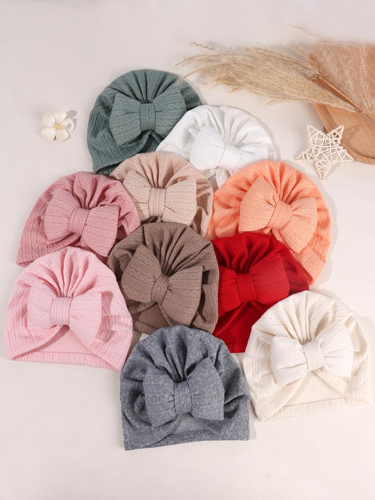 3pcs Cute Bowknot Baby Turban Hat Soft Newborn Baby Girls Indian Cap Spring Autumn Infant Boys Cap Beanies Headwrap