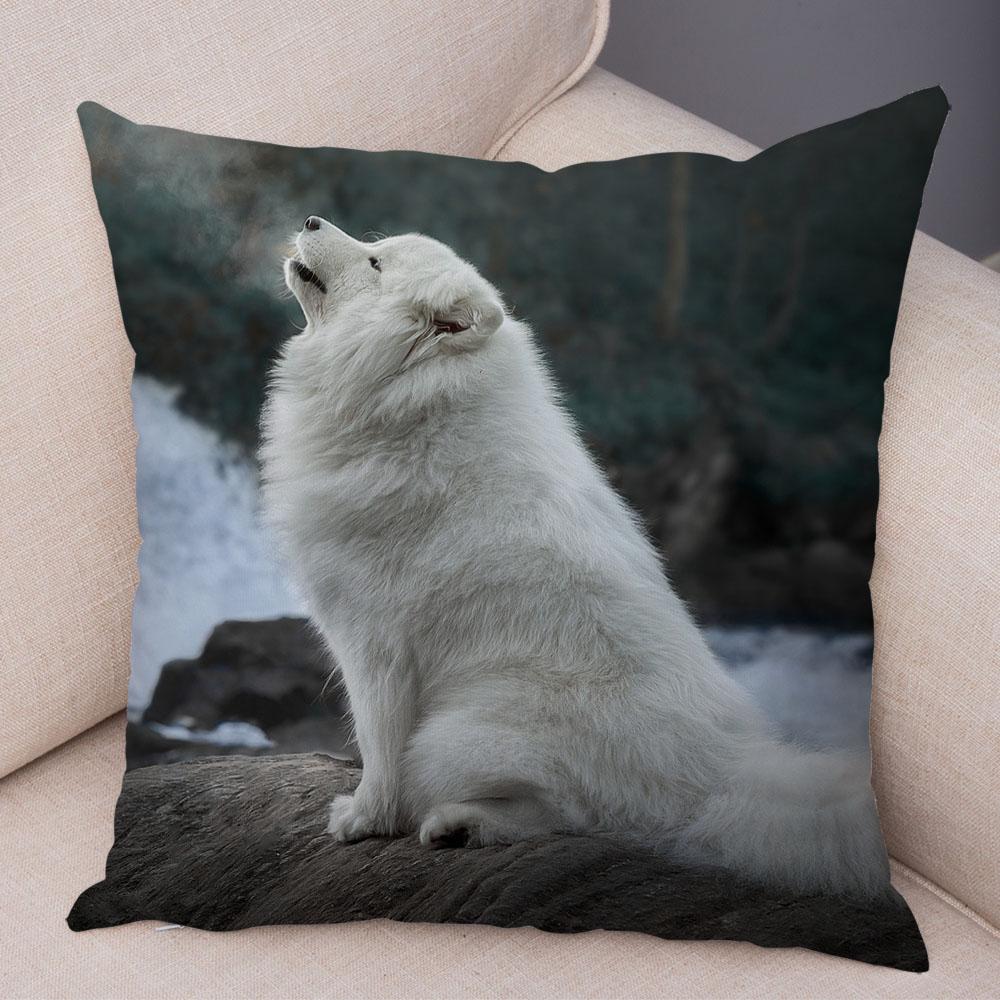50 Stil Husă de Pernă Câine Alb Drăguț Samoyed Decor Husă de Pernă Animal de Companie Iubitor Husă de Pernă Moale de Pluș pentru Canapé Cameră Copii