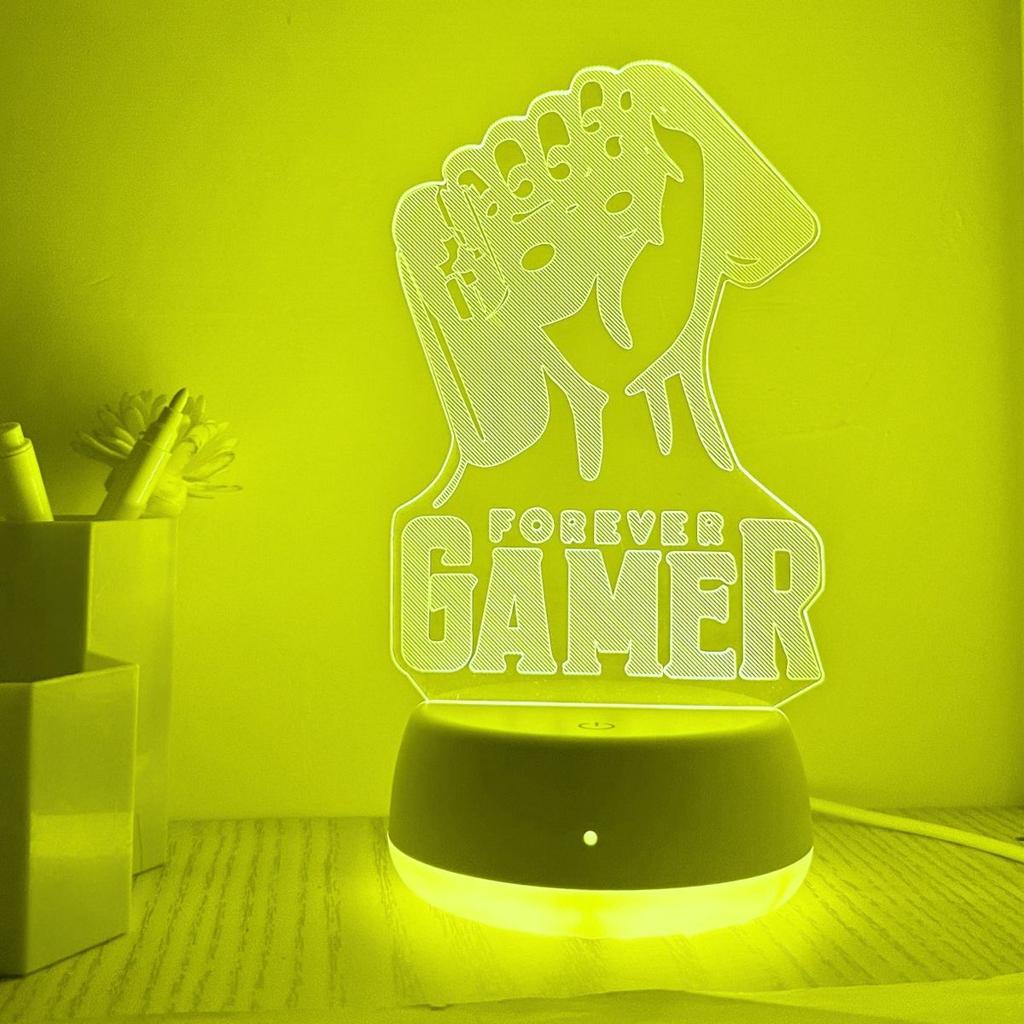 USB 3D Night Light Game Fist Atmosphere Light Color Touch Change Night Light Room Decoration Desk Lamp
