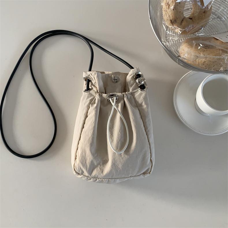 IELGY Art Drawstring Design Canvas Mobile Phone Bag Light Casual Mini Shoulder Messenger Bag
