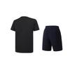 Li Ning Solid Color Round Neck Pullover Short Sleeve Letter Print Comfortable Shorts Casual Sports Suit Unisex suit Black AHSUA49-2+AKYT073-1