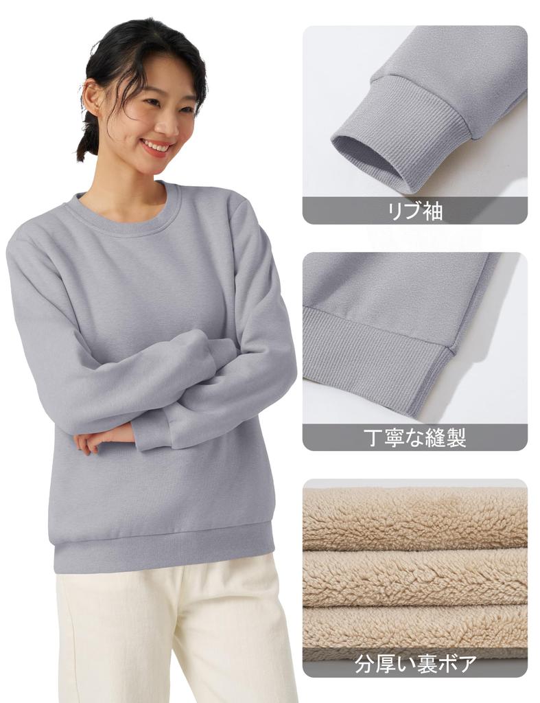 KEFITEVD Thick Cotton Warm and with a Fleece Perfect for Casual and Light Size L Women's Fleece-Lined Sweatshirt, Comfortable, Lining, Winter, Wear,