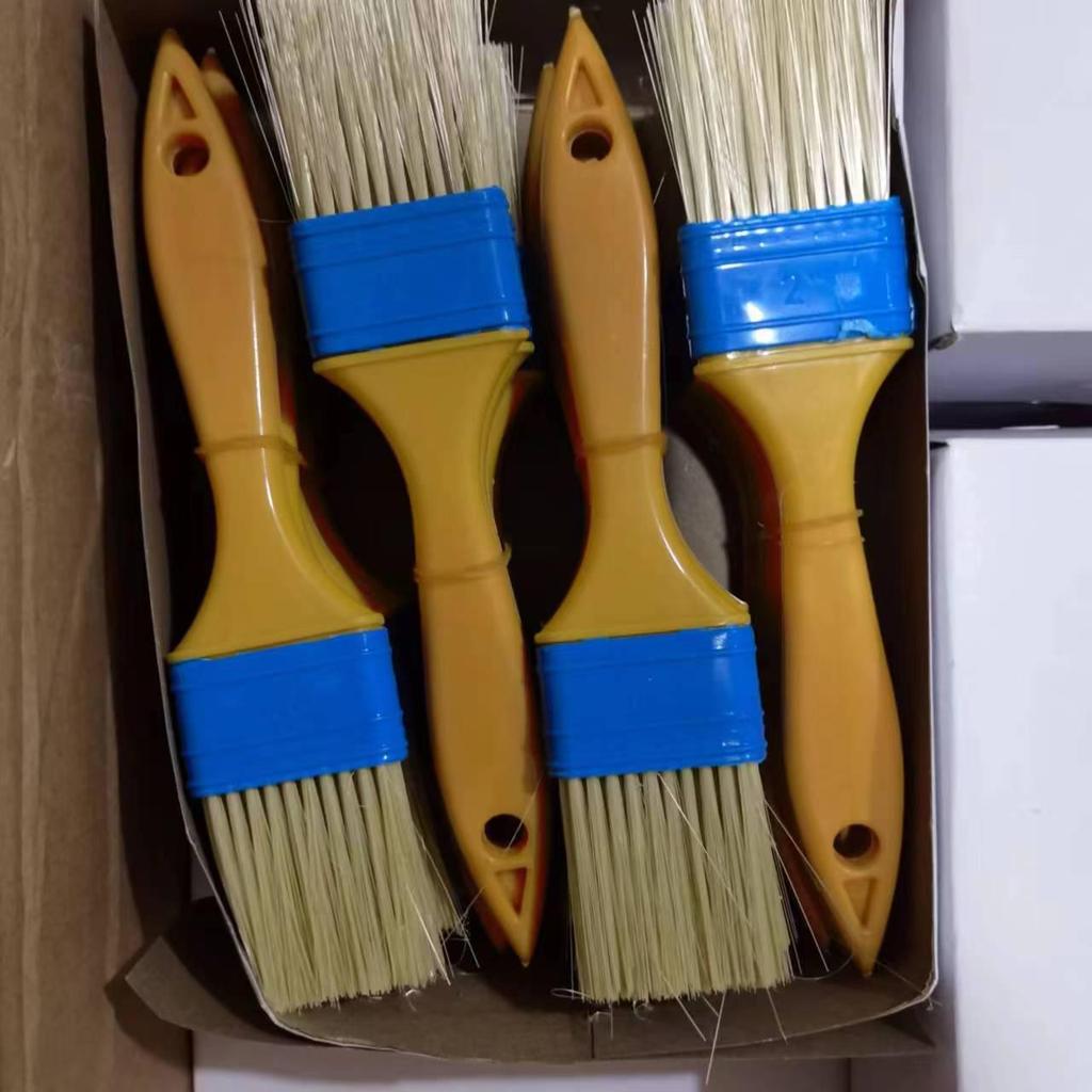 Plastic Handle Brush Set: Paint, BBQ Sauce, Cleaning, Dusting, Nylon Bristle.