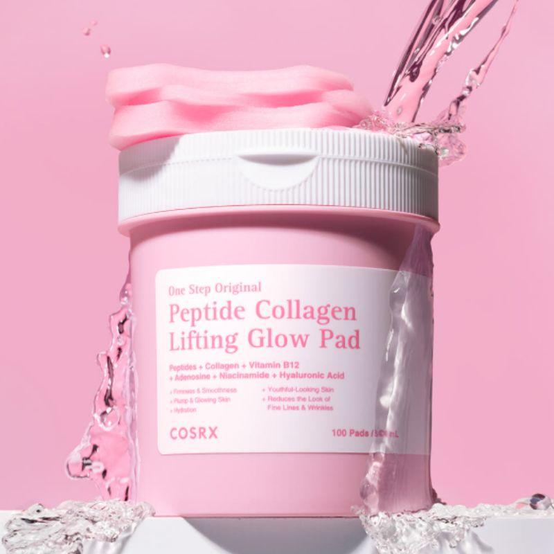COSRX One Step Original Peptide Collagen Lifting Glow Pad 100 Pads – Korean Firming Toner Pads for Radiant Skin