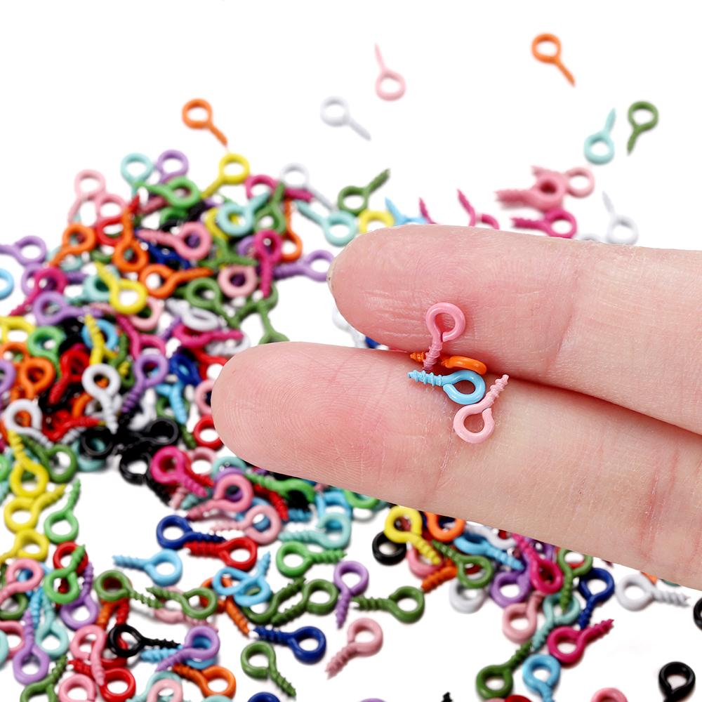 50Pcs/lot 4*8mm Colorful Small Tiny Mini Eye Pins Eyepins Hooks Eyelets Screw For DIY Jewelry Making Supplies Accessories